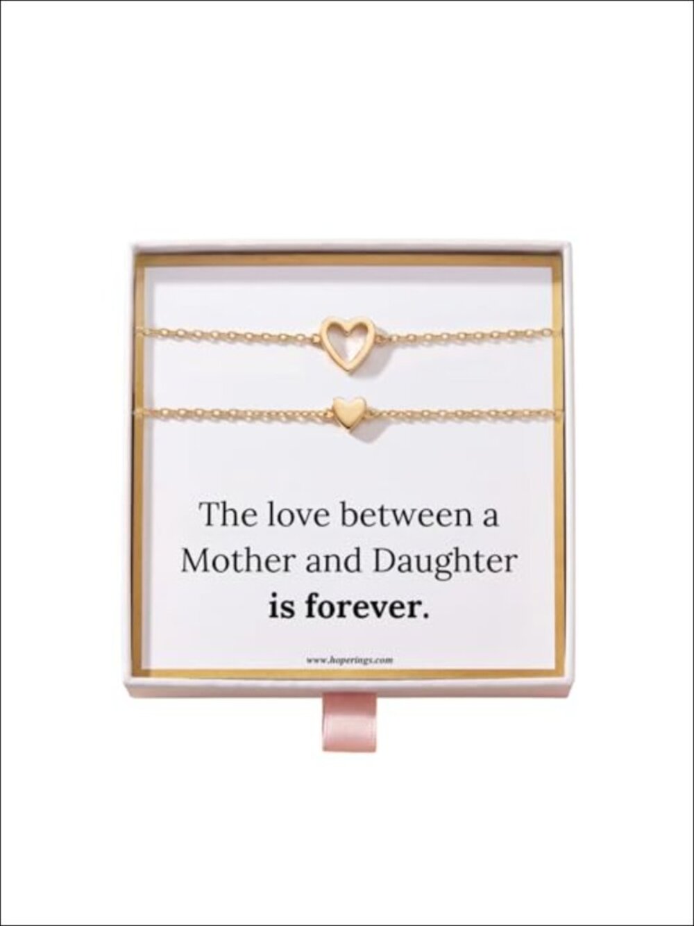 Mother Daughter Matching Heart Bracelets, 14k Gold Plated Stainless Steel